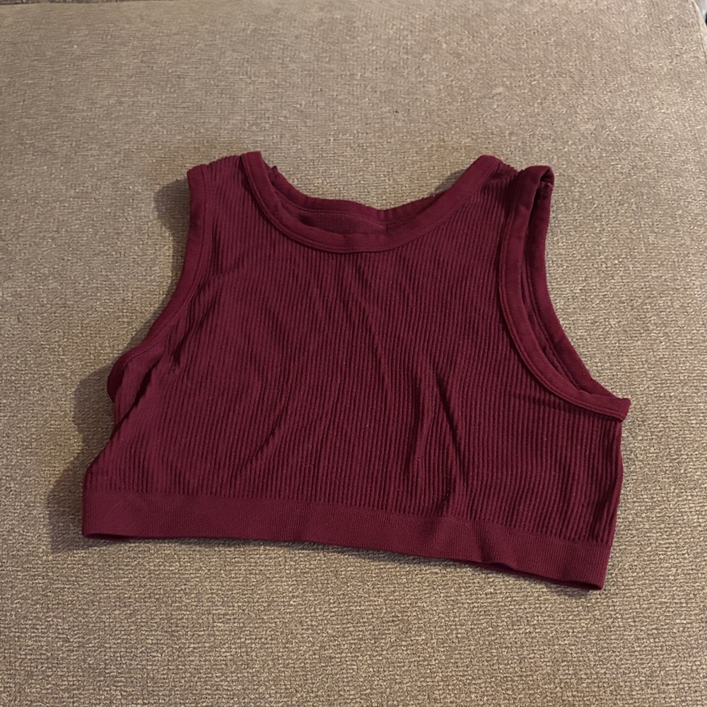 Ambiance Burgundy Ribbed Crop Top